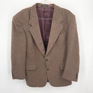 Vtg Vanjullan Sz 42 Camel Hair Blend Herringbone Blazer Brown Made in Yugoslavia